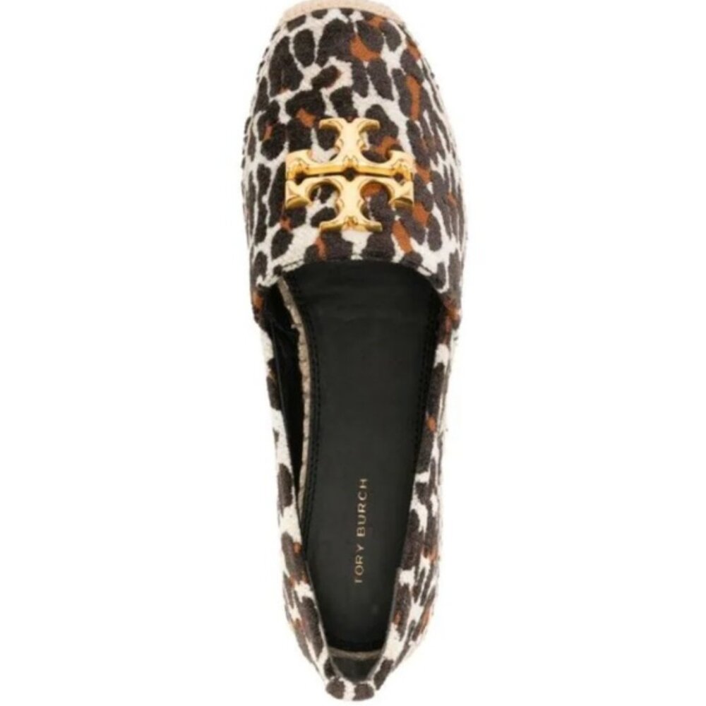Tory Burch Eleanor Leopard-Print Espadrilles with gold logo - Size 8 NWOT
